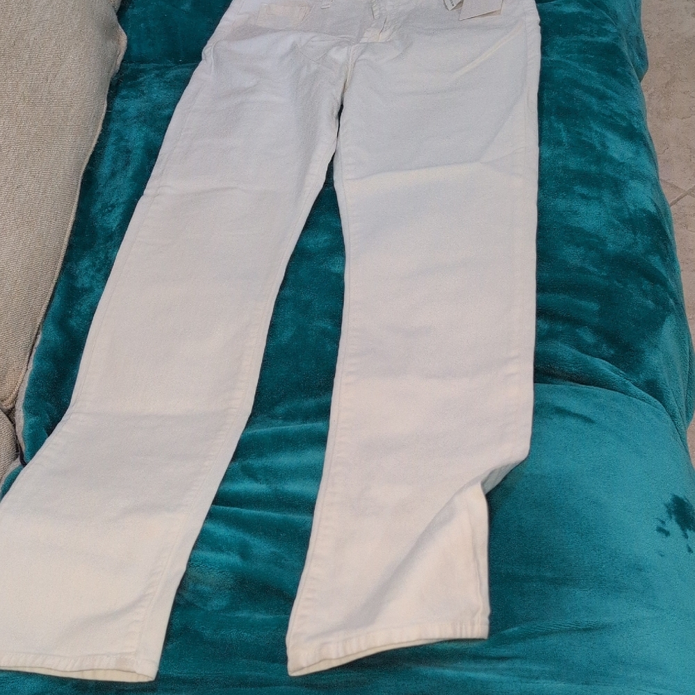 7 For All Mankind Women's Cream Straight Leg Jeans